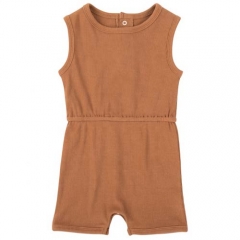 Sleeveless Baby Jumpsuit Organic Cotton Ribbed Short Jumpsuit