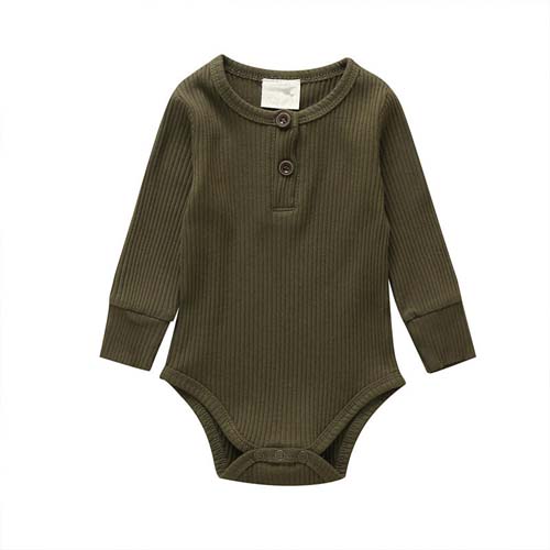 Ribbed Cotton Baby Boy Onesies Long Sleeve Bodysuit