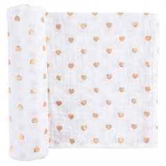 Luxury gold heart muslin swaddle blanket gold dot muslin swaddle