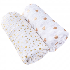 Luxury gold heart muslin swaddle blanket gold dot muslin swaddle