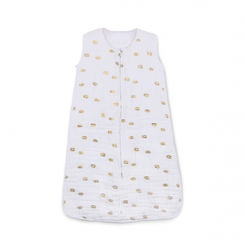 Gold Metallic Pirnt Muslin Sleeping Bag Light Baby Sleep Sack