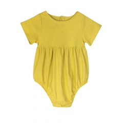 Cotton Linen Bubble Romper Baby Yellow Romper