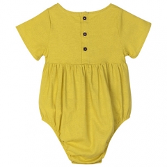 Cotton Linen Bubble Romper Baby Yellow Romper