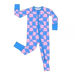 New design custom print casual Two-Way Zipper bamboo baby girl clothes