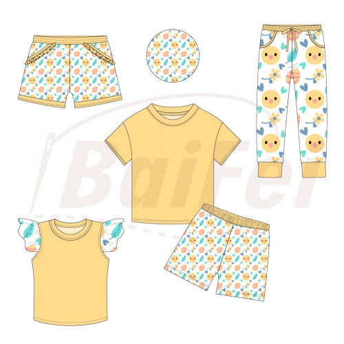 Custom easter painting Kids Bamboo 2 Piece pajamas